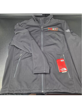The North Face black zip up jacket with embroidered logos